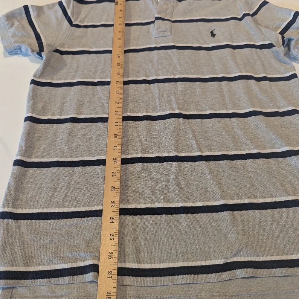 Polo by Ralph Lauren Men's Gray Striped Short-Sleeve Shirt, Size Large